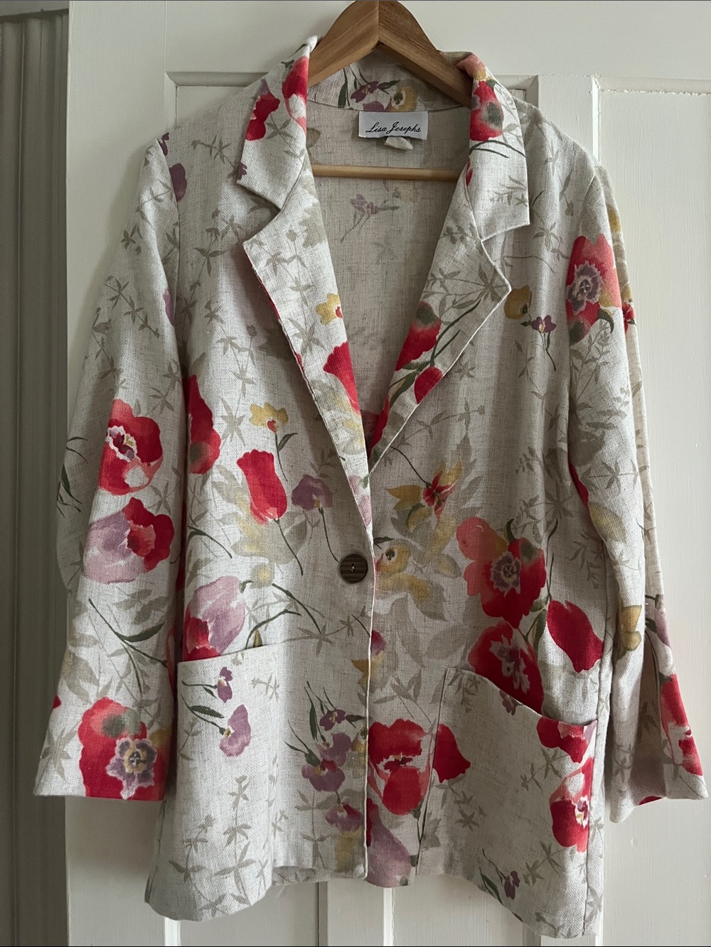Floral Flax-Blend Blazer